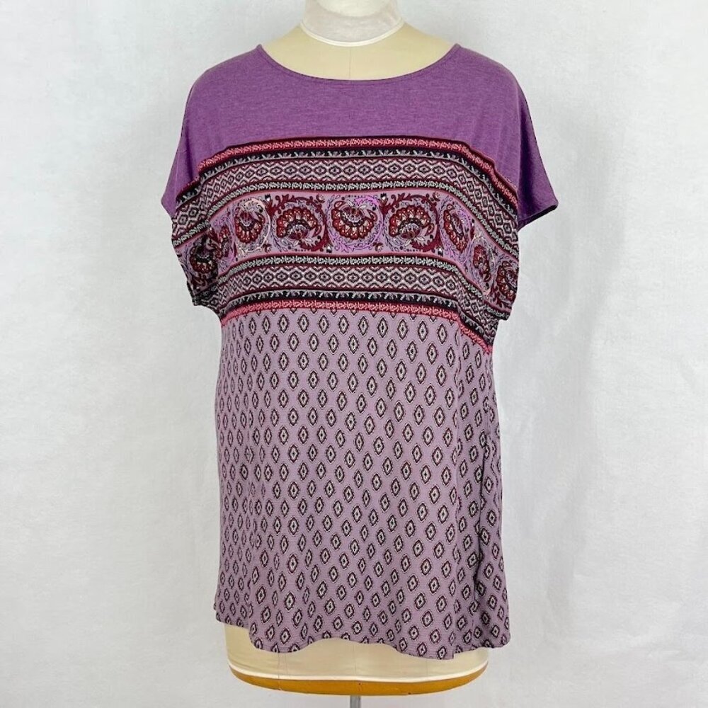 Suzanne Betro Short Sleeve Blouse Oversized Bright Grandma Cottage Core Boho XL